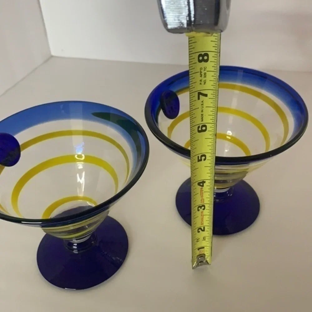 MARTINI GLASSES ART HAND BLOWN GLASSES